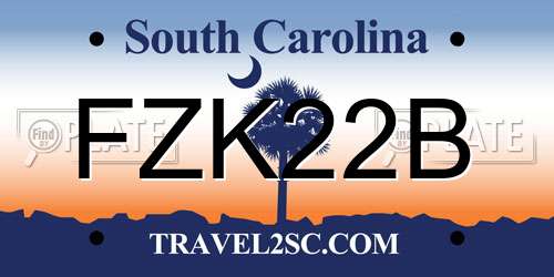 FZK22B South Carolina License Plate