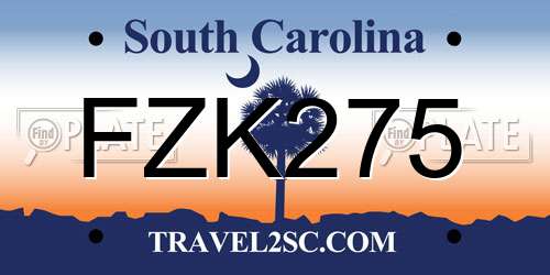 FZK275 South Carolina License Plate