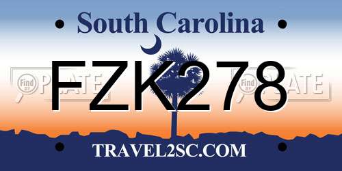 FZK278 South Carolina License Plate