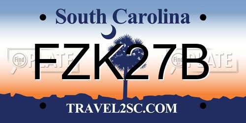 FZK27B South Carolina License Plate