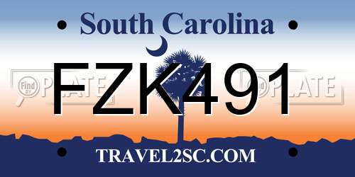 FZK491 South Carolina License Plate
