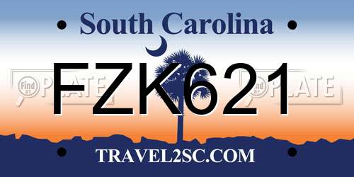 FZK621 South Carolina License Plate