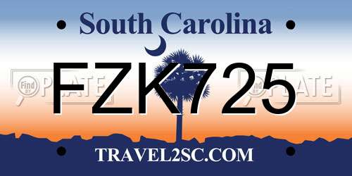 FZK725 South Carolina License Plate