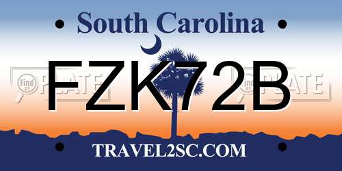 FZK72B South Carolina License Plate