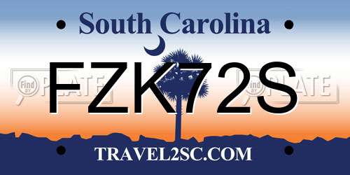 FZK72S South Carolina License Plate