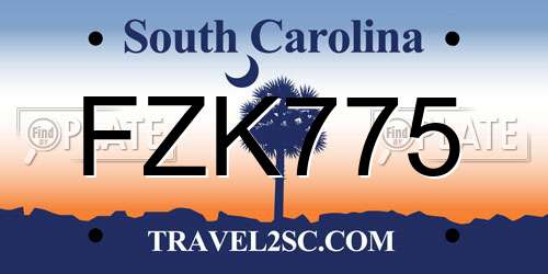 FZK775 South Carolina License Plate