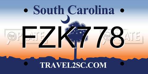 FZK778 South Carolina License Plate