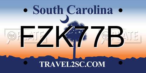 FZK77B South Carolina License Plate