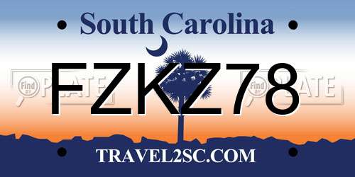 FZKZ78 South Carolina License Plate