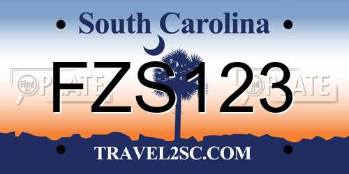 FZS123 South Carolina License Plate