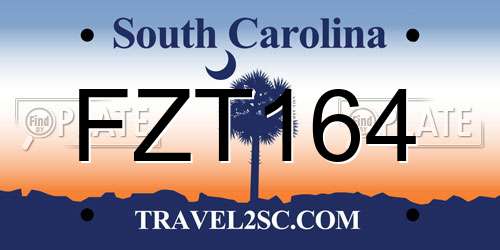 FZT164 South Carolina License Plate