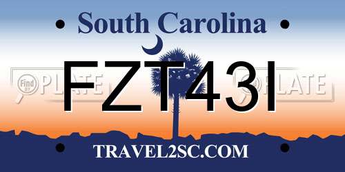 FZT43I South Carolina License Plate