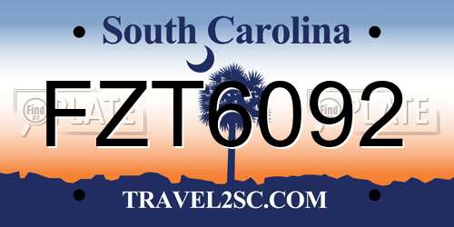 FZT6092 South Carolina License Plate