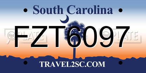 FZT6097 South Carolina License Plate