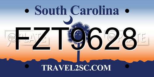 FZT9628 South Carolina License Plate