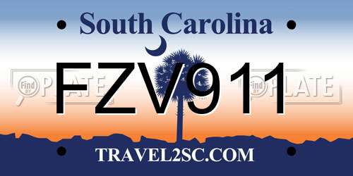 FZV911 South Carolina License Plate