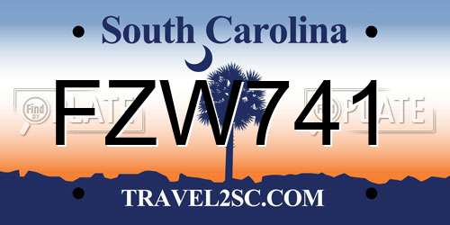 FZW741 South Carolina License Plate