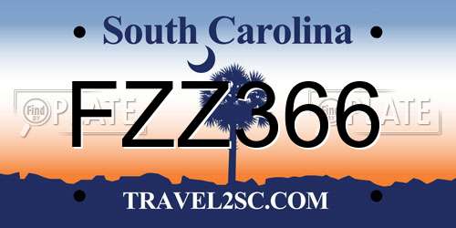 FZZ366 South Carolina License Plate