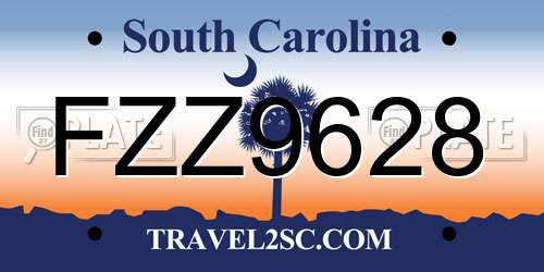 FZZ9628 South Carolina License Plate