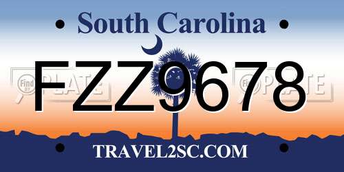FZZ9678 South Carolina License Plate