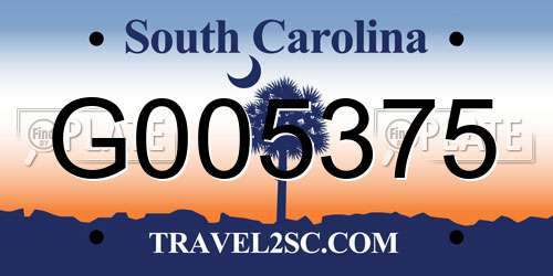 G005375 South Carolina License Plate