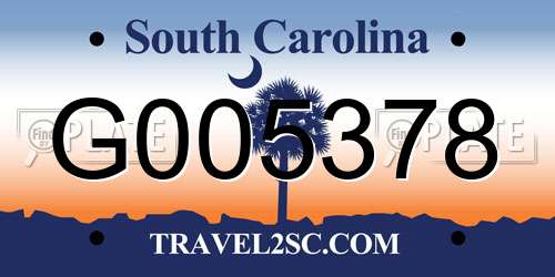 G005378 South Carolina License Plate