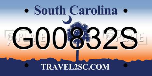 G00832S South Carolina License Plate
