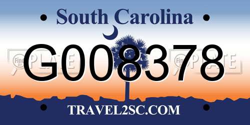 G008378 South Carolina License Plate