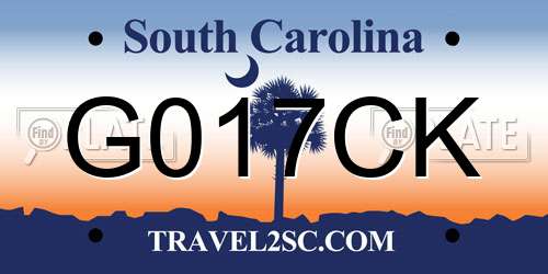 G017CK South Carolina License Plate