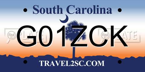 G01ZCK South Carolina License Plate