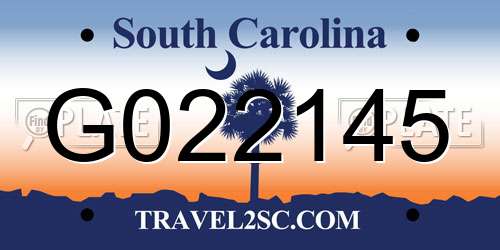 G022145 South Carolina License Plate