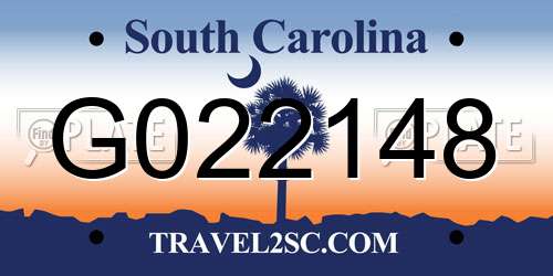 G022148 South Carolina License Plate