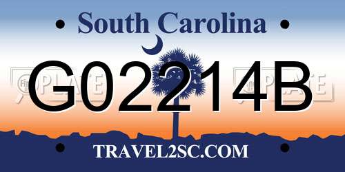 G02214B South Carolina License Plate
