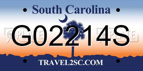 G02214S South Carolina License Plate