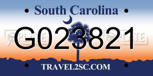 G023821 South Carolina License Plate
