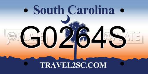 G0264S South Carolina License Plate