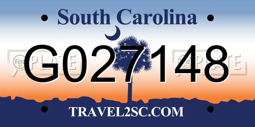 G027148 South Carolina License Plate