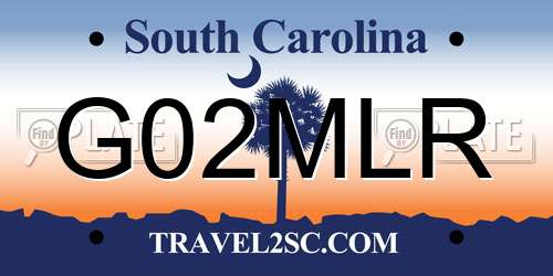 G02MLR South Carolina License Plate