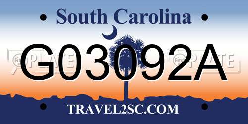 G03092A South Carolina License Plate