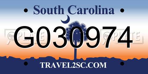 G030974 South Carolina License Plate
