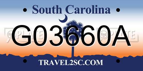 G03660A South Carolina License Plate