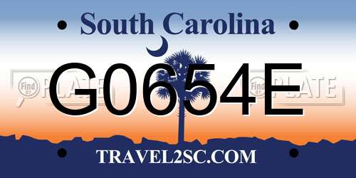 G0654E South Carolina License Plate