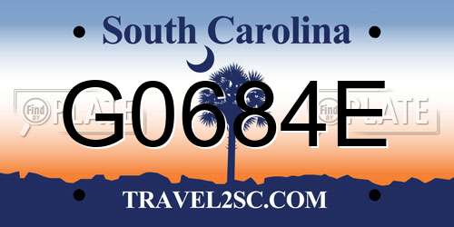 G0684E South Carolina License Plate