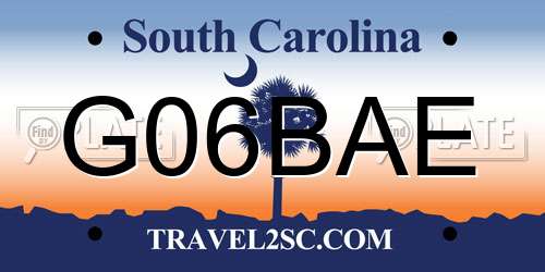 G06BAE South Carolina License Plate