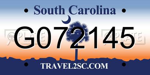 G072145 South Carolina License Plate