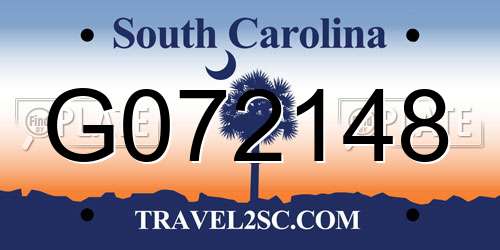 G072148 South Carolina License Plate