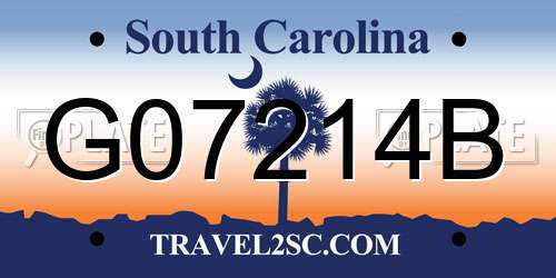 G07214B South Carolina License Plate