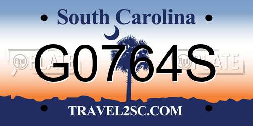 G0764S South Carolina License Plate