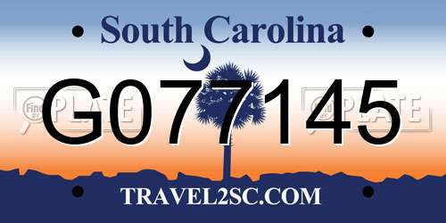 G077145 South Carolina License Plate