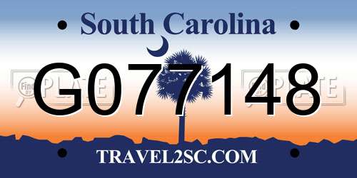 G077148 South Carolina License Plate